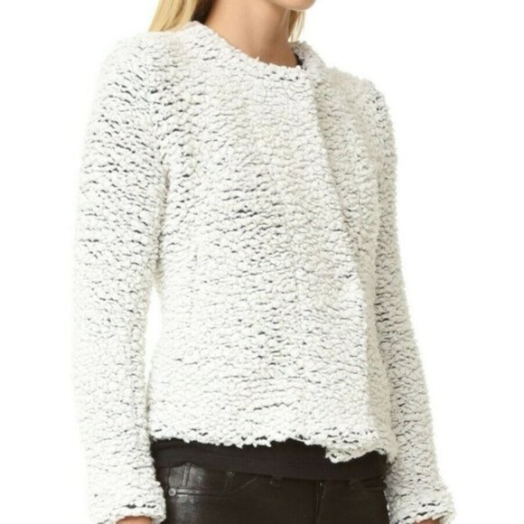 IRO Twiggy wool cotton boucle moto chunky teddy textured biker sherpa jacket - Picture 6 of 16